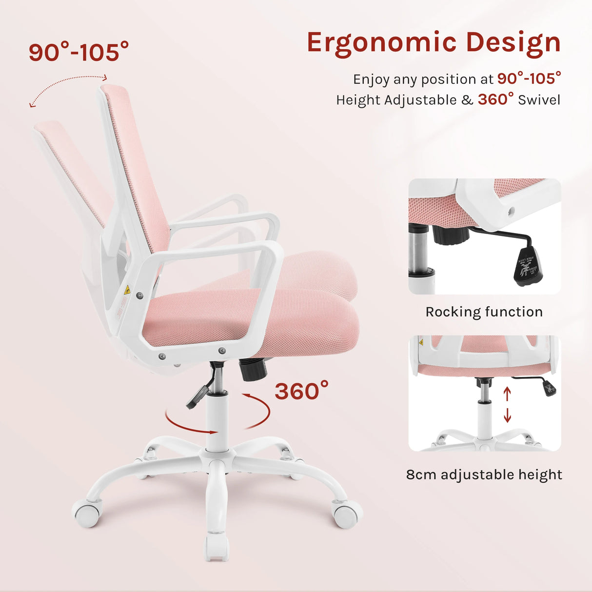 BukkitBow ergonomische gamestoel met mesh stof, inklapbaar ontwerp en verstelbare armleuningen, bureaustoel voor comfortabel zitten