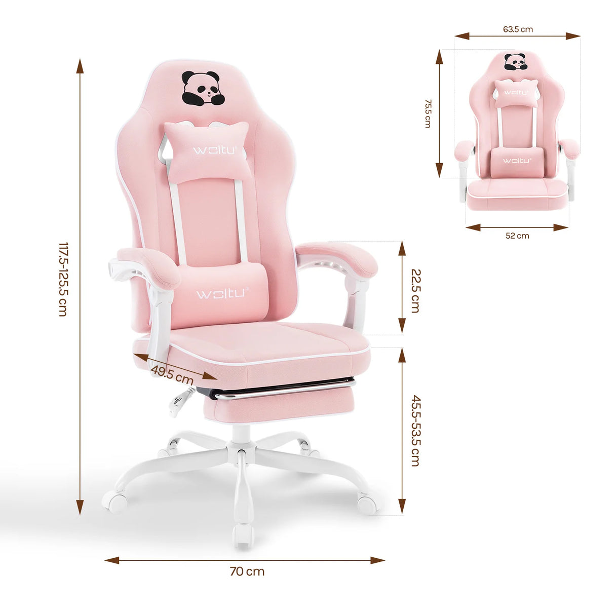 BukkitBow ergonomische gamestoel met brede zitting en voetsteun, ontworpen voor comfortabel zitten tijdens het gamen.