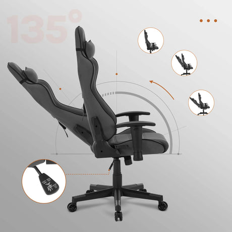 BukkitBow ergonomische gamestoel met mesh-stof, verstelbare rugleuning en comfortabele zit voor gaming en werken