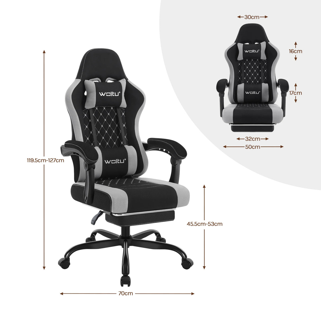 BukkitBow ergonomische massage gamestoel met voetensteun en mesh-stof, ideaal voor comfortabel gamen en lange zitperiodes