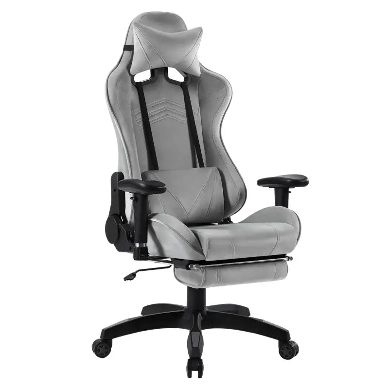 BukkitBow ergonomische gamestoel in velvet of leer met rugkussen en benenondersteuning, hoogte 43-51 cm, voor comfortabel gamen