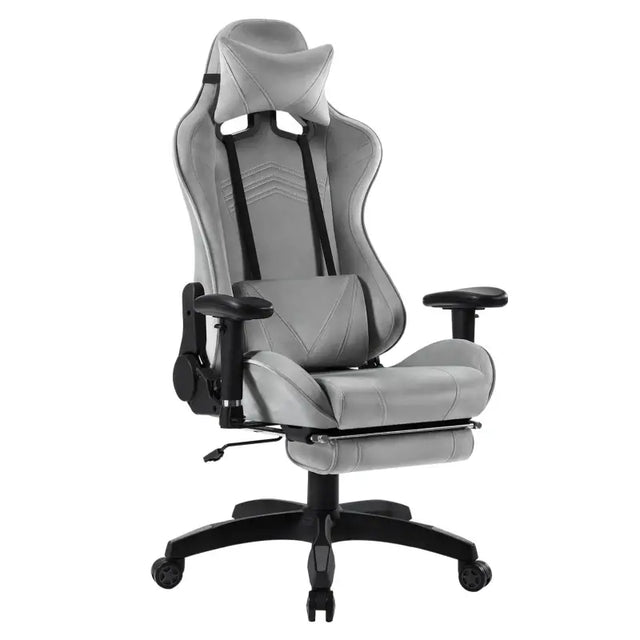 BukkitBow ergonomische gamestoel in velvet of leer met rugkussen en benenondersteuning, hoogte 43-51 cm, voor comfortabel gamen