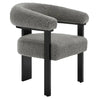 BukkitBow fauteuil met fleece bekleding in lamsvacht-look, rubberwood frame, ergonomisch en modern ontwerp, comfortabel zitmeubel