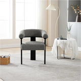 BukkitBow fauteuil met fleece bekleding in lamsvacht-look, rubberwood frame, ergonomisch en modern design, comfortabele zithouding