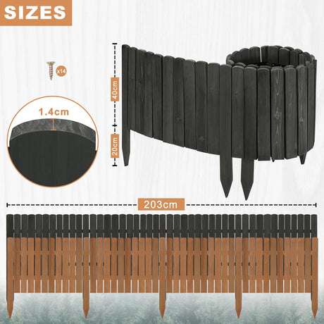 Flexibele houten gazonrand van FSC Dennenhout, 203cm lang, door BukkitBow voor defines en decoratie in de tuin.
