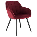 BukkitBow fluwelen eetkamerstoel met stabiel metalen frame en zithoogte van 47 cm, elegante en comfortabele stoel voor de eetkamer