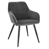 BukkitBow fluwelen eetkamerstoel met stabiel metalen frame en zithoogte van 47 cm, luxe en comfortabele eetkamerstoel