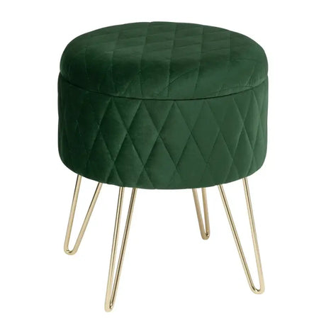 BukkitBow fluwelen poef met opbergruimte, gouden onderstel, 31,5x31,5x36 cm, stabiel en comfortabel in een modern interieur