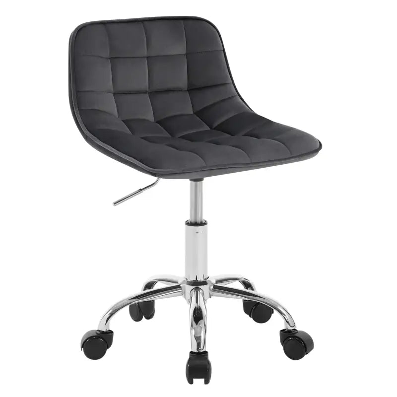 BukkitBow fluwelen draaibare bureaustoel met metalen onderstel en comfortabele zitting, geschikt als stoel of kruk.