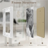 Wit BukkitBow fotolijstje met sierprint, houten lijst voor foto’s, elegant en decoratief, perfect voor woondecoratie.