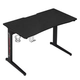 BukkitBow ergonomisch gaming bureau met bekerhouder en koptelefoonhaak, afmeting 115x60 cm, zwart en modern ontwerp