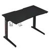 Ergonomisch BukkitBow gaming bureau met bekerhouder en koptelefoonhaak, 115x60cm, zwart, geschikt voor gamers en werkplezier.