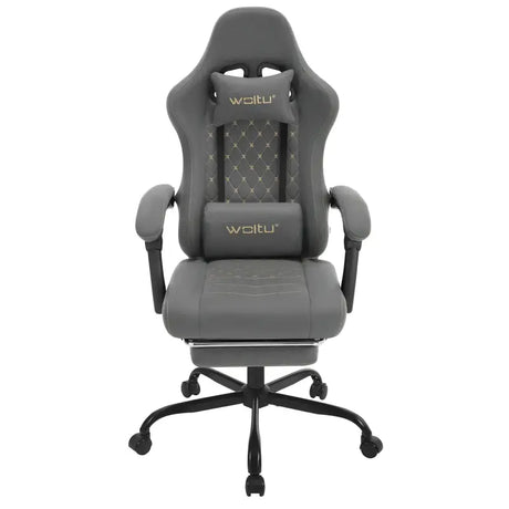 BukkitBow gamingstoel met massagekussen, voetsteun, verstelbare rugleuning en hoogte, metalen frame, technologische stof en PU-wielen.