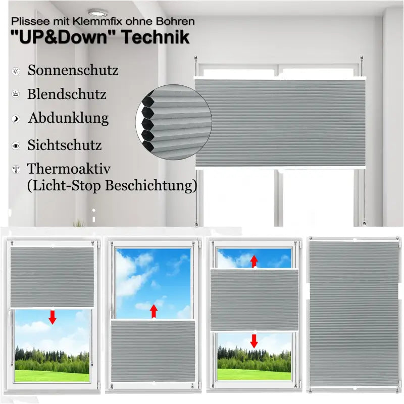 BukkitBow geïsoleerd geplooid zonnescherm, polyester met aluminium profiel, 130 cm hoog, inclusief montagekit, gordijn voor raam