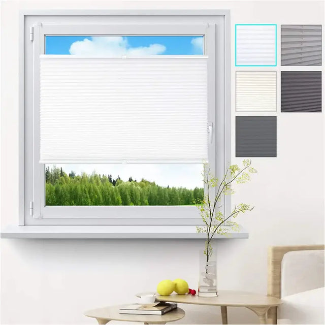 BukkitBow geplooid aluminium jaloezië in wit, breedte 45-120 cm, hoogte 100/130/220 cm, inclusief montageset.
