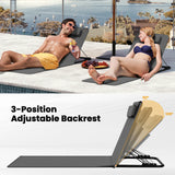 BukkitBow gevoerde strandmat met verstelbare rugleuning en hoofdkussen, perfect voor comfortabel loungen op het strand