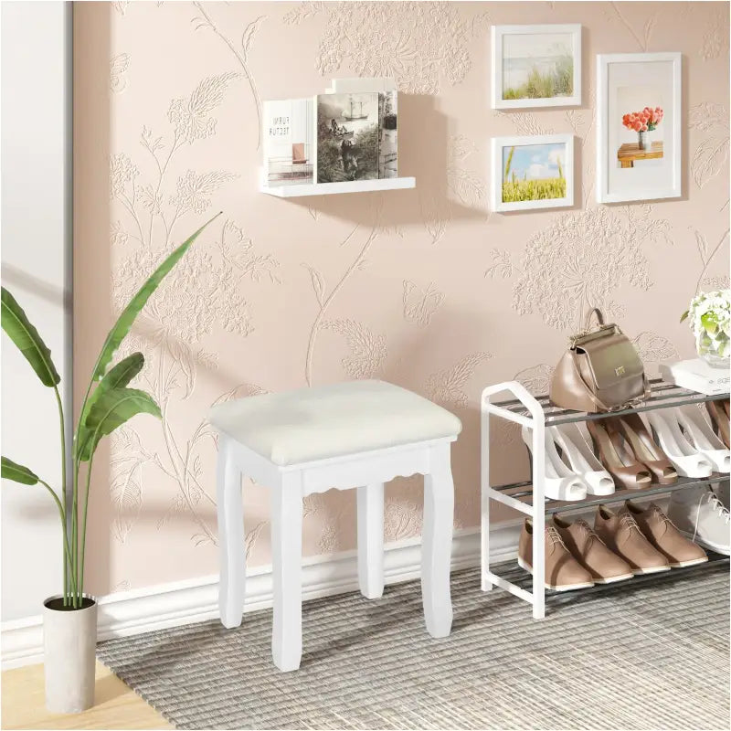 BukkitBow vintage gewatteerde kruk met patroon, geschikt als piano- of make-upkruk, 38x28,5x45 cm, decoratieve zitplaats