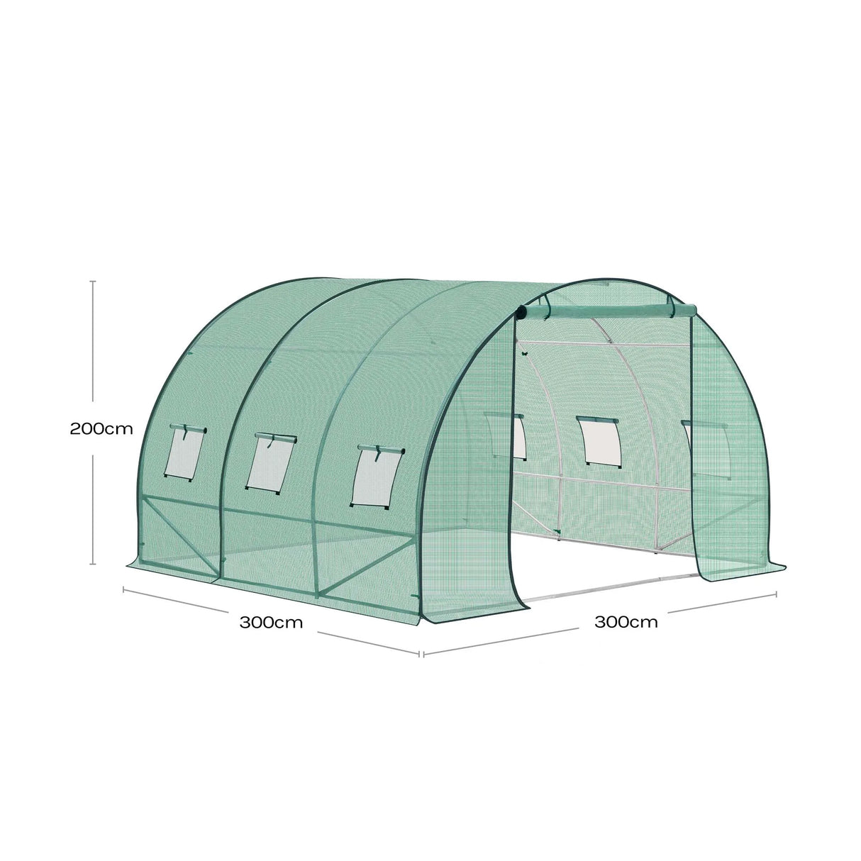 BukkitBow grote foliekas 300x200x200cm, wintervaste tuinkas met 6 vensters en stevige frame voor tuinplantverzorging