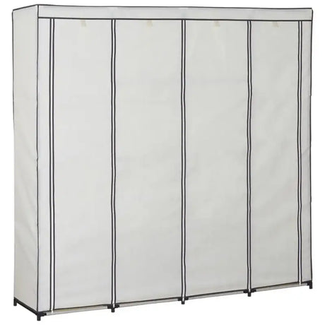 Grote BukkitBow kledingkast met anti-stofhoes, stalen buis, grijs met crème, afmetingen 174x46x169cm, kledingrek.
