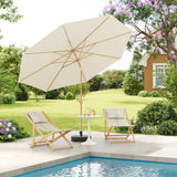 Grote ronde BukkitBow parasol met kantelfunctie en slinger, 300cm, met stijlvolle rand voor schaduw en comfort buiten.