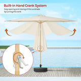Grote ronde BukkitBow parasol met kantelfunctie en slinger, 300cm, zichtbaar met Kantelfunctie en slinger voor buitengebruik