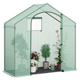 BukkitBow grote tomatenkas met puntdak, 200x80x200cm, wintervaste tuinkas voor tomaten en groenten, transparant PVC met ventilatieroosters