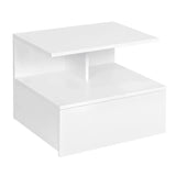 BukkitBow hangend nachtkastje en wandplank met lade en open plank, afmetingen 40x35x31 cm, zwart afgewerkt, moderne slaapkamer inrichting