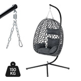 BukkitBow Hangstoel met Standaard, rotan en metalen frame, comfortabele Haag Ei stoel voor binnen en buiten.