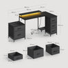 BukkitBow hoekbureau gaming bureau met RGB LED-verlichting, vijf laden, stopcontact en USB-poort, geschikt voor gamen en werken