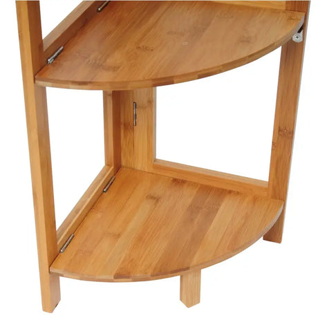 Bamboo hoekplank en wandplank van BukkitBow met vier opslagniveaus, robuust en stabiel, afmeting 27x27x120cm, voor boekenkast of decor.
