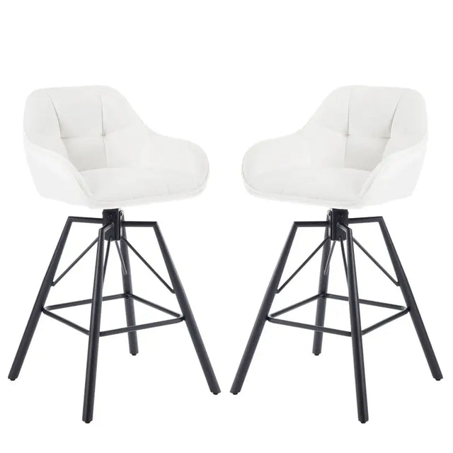 Set van twee luxe velvet barkrukken van BukkitBow met rugleuning, armleuningen, patroon, voetensteun en 360° draaibaarheid