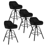 Set van 4 luxe velvet barkrukken van BukkitBow met rugleuning, armleuning, patroon, voetensteun en 360 graden draaibaarheid.