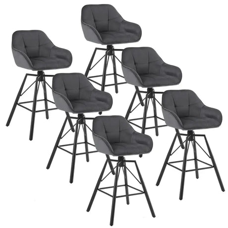 Set van 6 luxe velvet barkrukken van BukkitBow met rugleuning, armleuning, patroon en 360 graden draaibaarheid.