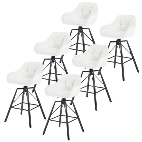 Set van 6 luxe velvet barkrukken van BukkitBow met rugleuning, armleuningen, patroon en draaibaar voetenelement.