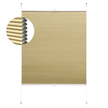 BukkitBow honingraat geplooide zonnewering rolgordijn van polyester en aluminium, 60-110 cm breed, 120 cm hoog, gordijn.