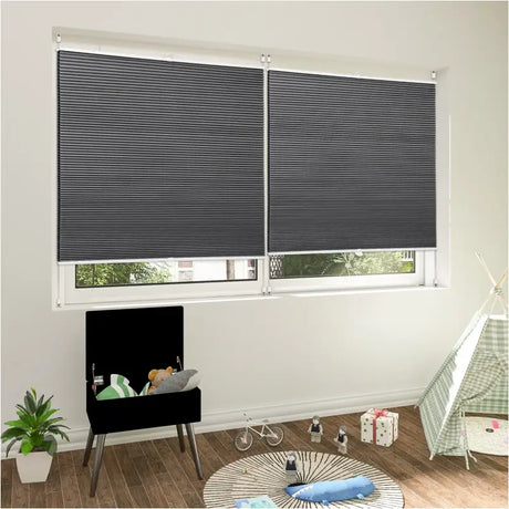 BukkitBow honingraat geplooide zonnewering rolgordijn van polyester en aluminium, 60-110 cm breed, 120 cm hoog, voor raamdecoratie