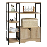 BukkitBow - Houten Boekenkast met 6 Planken en 1 Deur