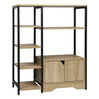 Houten BukkitBow boekenkast met 6 planken en 1 deur, moderne stijl, geschikt voor woonkamer, kantoor of keuken, afmetingen 80x35x97 cm