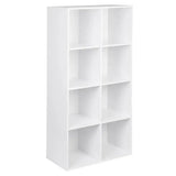 Houten BukkitBow boekenkast met 8 opbergkubussen, vrijstaand en ruimtebesparend, ideaal voor boeken en spullen.