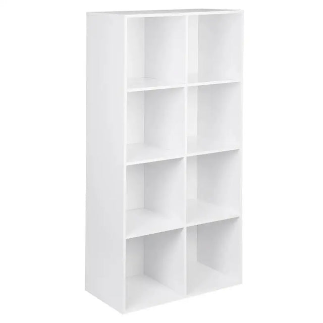 Houten BukkitBow boekenkast met 8 opbergkubussen, vrijstaand en ruimtebesparend, ideaal voor boeken en spullen.