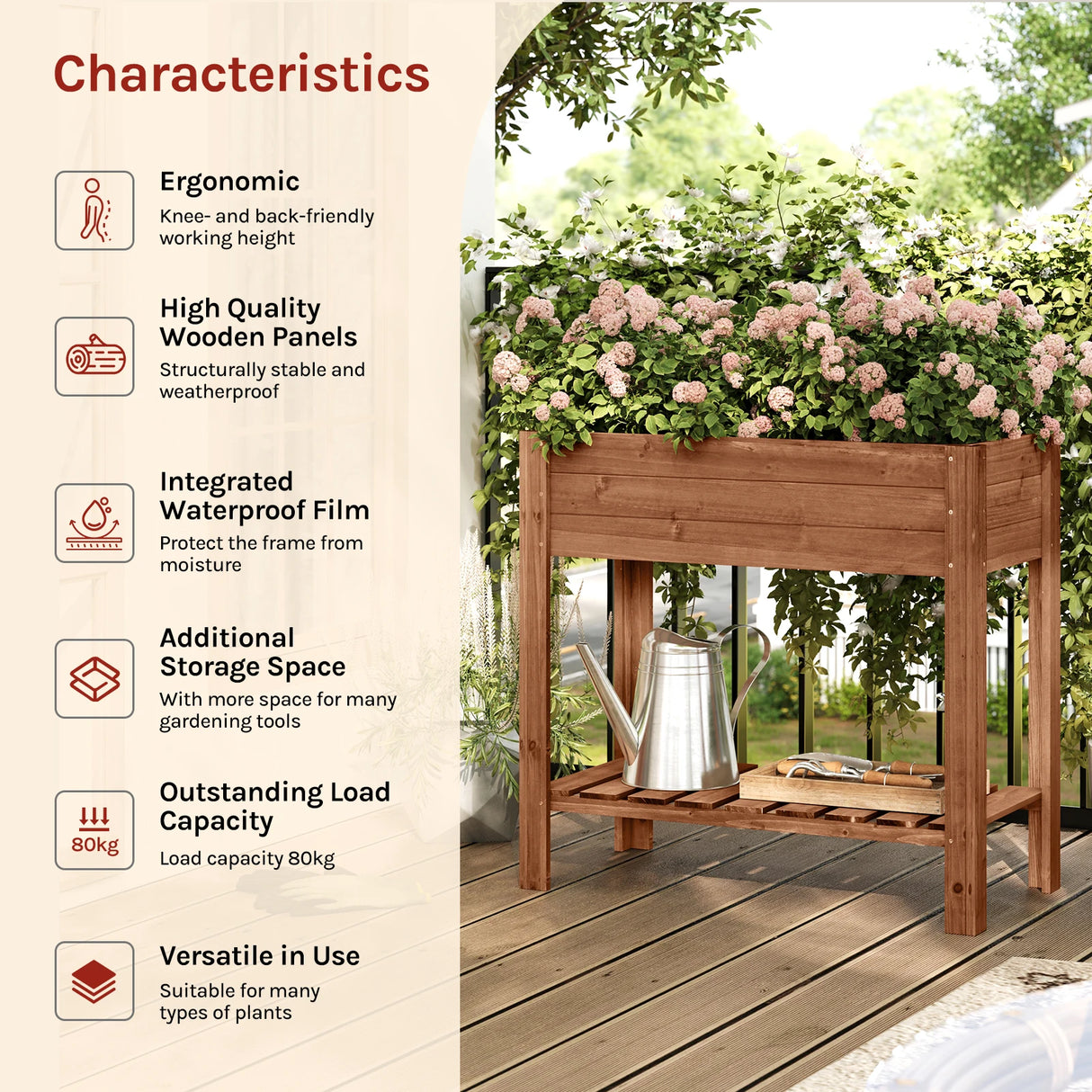 BukkitBow - Houten Kweektafel met Legplank - Weerbestendig Sparrenhout - Mobiele Moestuintje