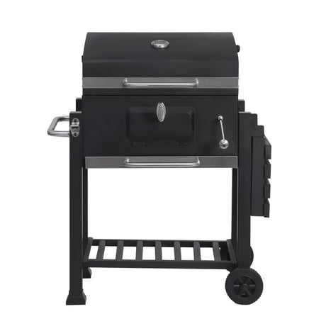 BukkitBow houtskoolbarbecue van staal met 2 grillroosters, verplaatsbaar, afmetingen 113x45,5x100 cm, geschikt voor buiten gebruik