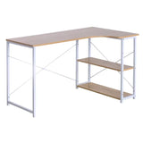 Industrieel hoekbureau van BukkitBow, compact ontwerp met 2 opbergruimten planken, afmetingen 120x74cm, geschikt voor kantoor of thuiswerk