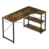 BukkitBow industrieel hoekbureau 120x74cm met 2 opbergplanken, compact design en robuuste afwerking voor thuis of kantoor