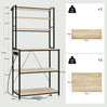 Industrieel BukkitBow keukenrek met 6 open planken en ingebouwd stopcontact, ideaal voor keukenopslag en organisatie.