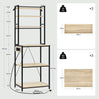 Industrieel keukenrek van BukkitBow met 6 open planken en ingebouwd stopcontact in een moderne keuken.