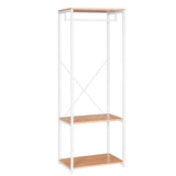 Industrieel BukkitBow kledingrek met 2 legplanken, 167 cm hoog, zwart metalen frame voor kledingopslag en decoratie.