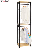 Industrieel kledingrek van BukkitBow met 2 roedes en legplanken, 213 cm hoog, geschikt voor kleding en accessoires