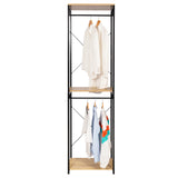 Industrieel BukkitBow kledingrek met 2 roedes en legplanken, 213 cm hoog, stevig metalen frame voor kledingopslag