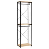 Industrieel kledingrek van BukkitBow met 2 roedes en legplanken, 213 cm hoog, geschikt voor kledingopslag en display.